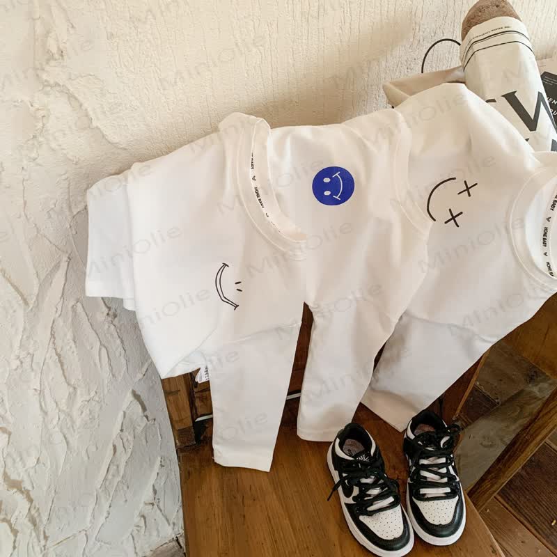 Kid Smile Face White Simple T-Shirt - image 2