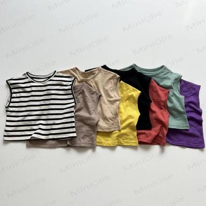 Body Toddler Solid Color Stripe Tank Top - image 1
