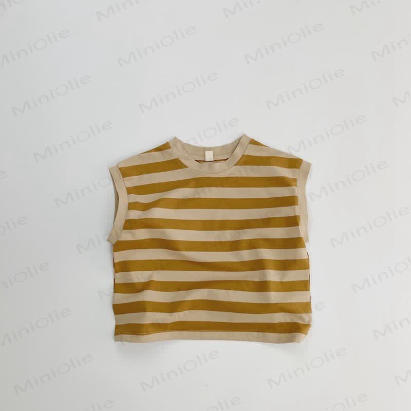 Toddler Striped Cotton Vest - Yellow - 8Y - image 2