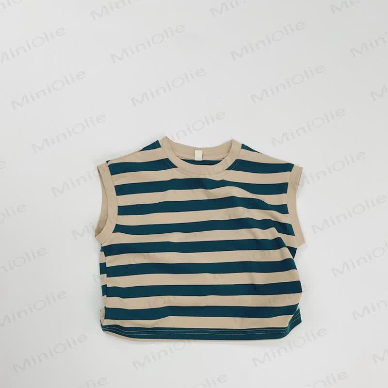 Toddler Striped Cotton Vest - Blue - 8Y - image 3