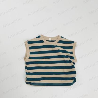 Toddler Striped Cotton Vest - Blue - 8Y - image 3