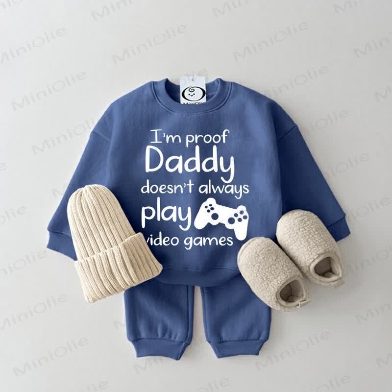 I'M PROOF DADDY DOESN'T ALWAYS PLAY VIDEO GAMES Baby Set - Blue - 2-3T - image 1