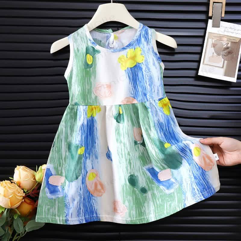 Baby Flower Rainbow Cactus Sleeveless Dress - Green - 8Y - image 3