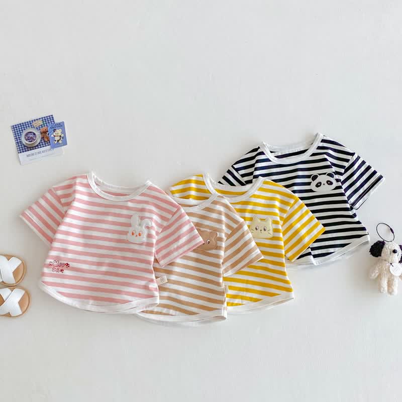 Baby Toddler Girl Animal Patch Stripe T-Shirt - image 2