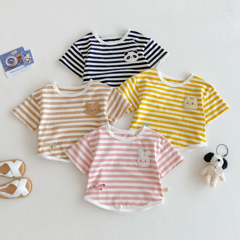 Baby Toddler Girl Animal Patch Stripe T-Shirt - image 1
