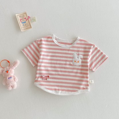 Baby Toddler Girl Animal Patch Stripe T-Shirt - Pink - 5-7T - image 14