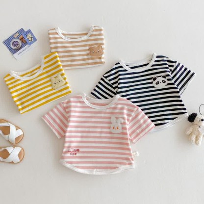 Baby Toddler Girl Animal Patch Stripe T-Shirt - image 12