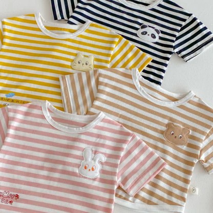 Baby Toddler Girl Animal Patch Stripe T-Shirt - image 5