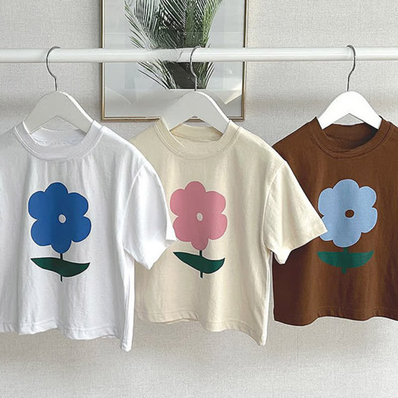 Toddler Floral Print Simple T-Shirt - image 1