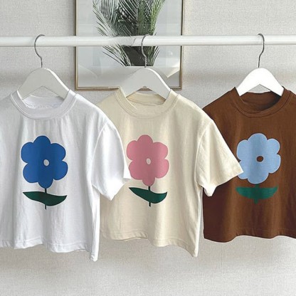 Toddler Floral Print Simple T-Shirt - image 1