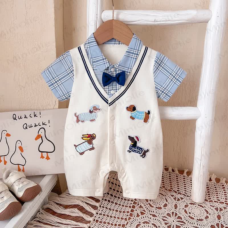 Baby Gentleman Puppy Patch Romper - Short Sleeves - 18-24M - image 1
