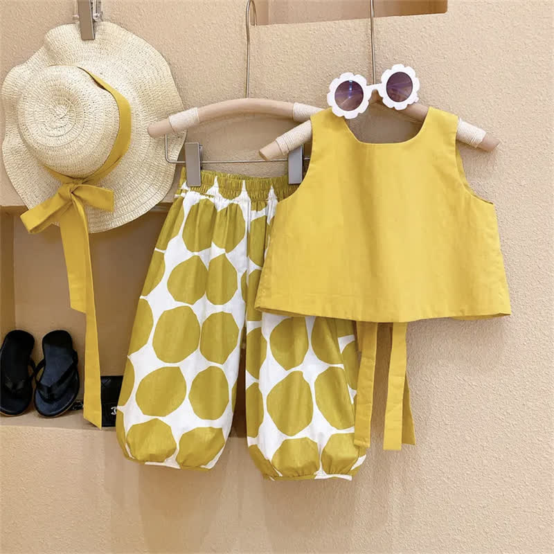 Toddler 2-Piece Yellow Dots Set with Hat - image 2