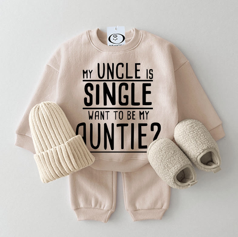 MY UNCLE IS SINGLE WANT TO BE MY AUNTIE? Baby 2-piece Set - Beige - 2-3T - image 1