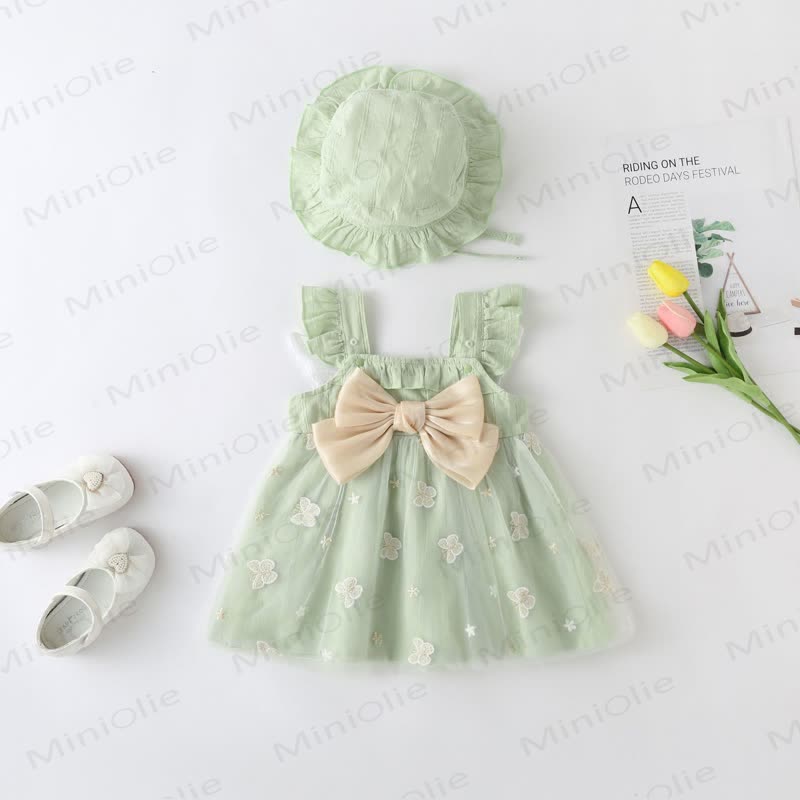 Baby Butterfly Bow Dress with Hat - Green - 15-24M - image 1