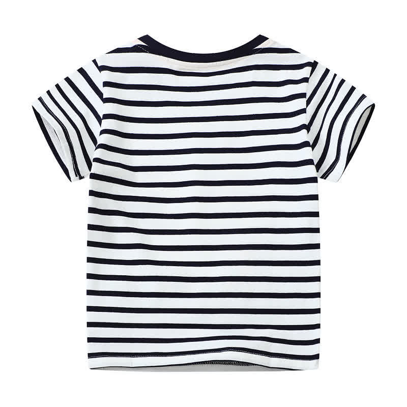 Kid Boy Embroidered Animal Stripe T-Shirt - image 2