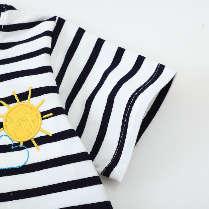 Kid Boy Embroidered Animal Stripe T-Shirt - image 3