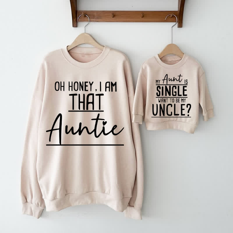 MY AUNT IS SINGLE WANT TO BE MY UNCLE Beige Family Sweatshirt - Beige - XL - image 1