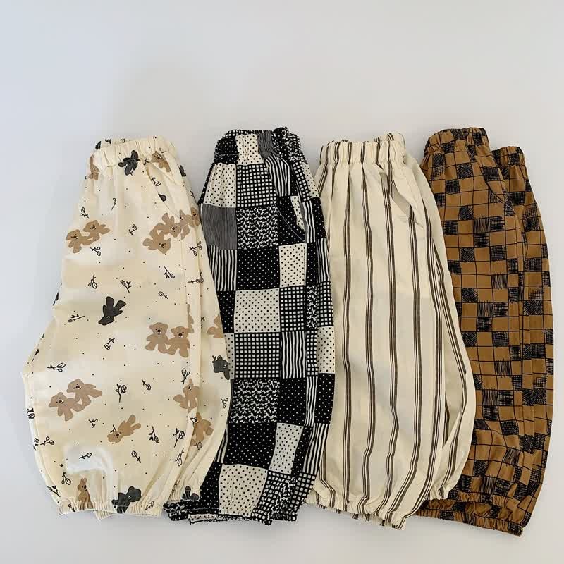 Toddler Bear Plaid Dots Striped Pants - image 1