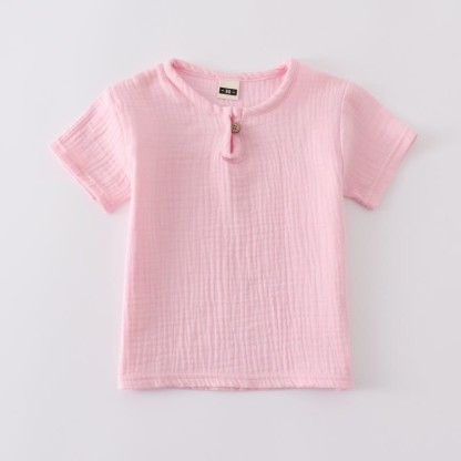 Body Toddler Solid Color Gauze T-Shirt - Pink - 5-7T - image 13