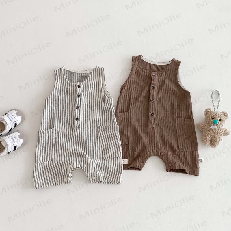 Baby Sleeveless Vertical Stripe Romper  - image 1