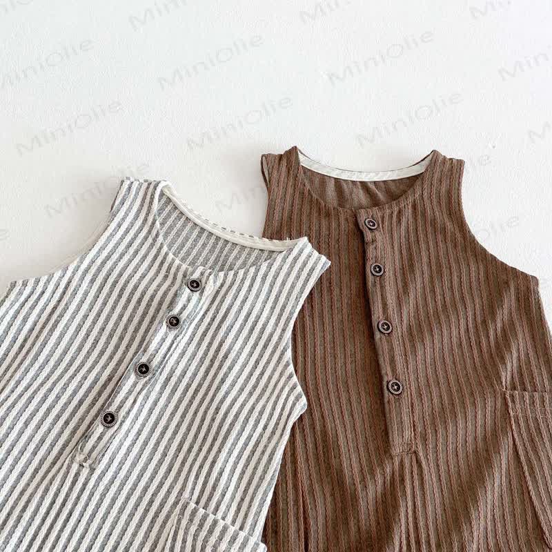 Baby Sleeveless Vertical Stripe Romper  - image 3