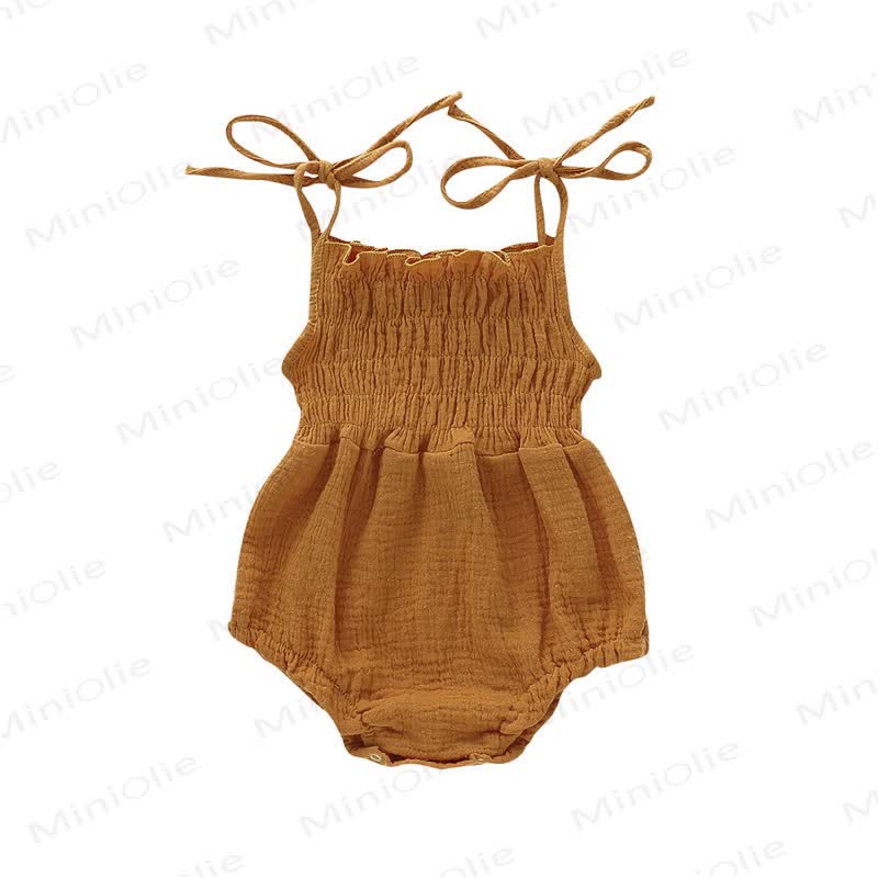 Baby Solid Color Suspender Bodysuit - Brown - 12-18M - image 1