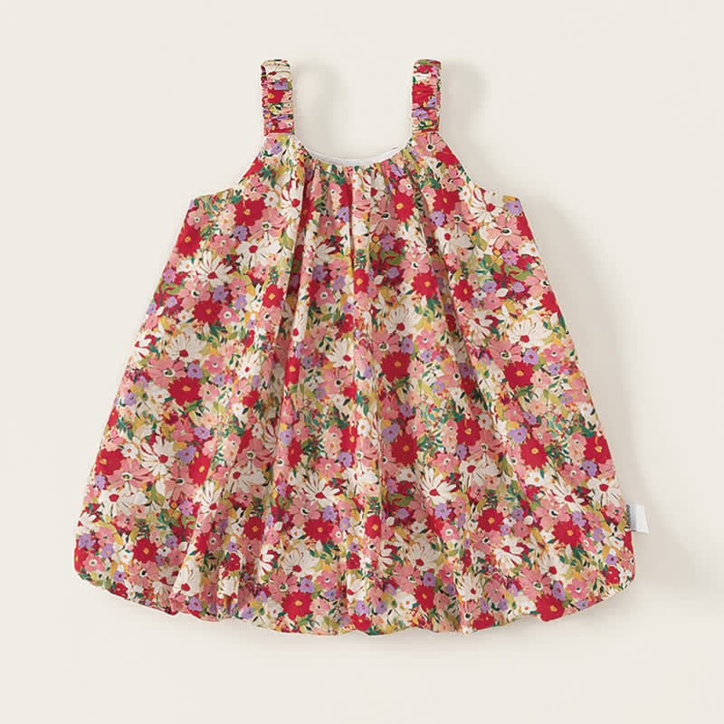 Toddler Cute Red Flower Suspenders Dress - Red - 10Y - image 1