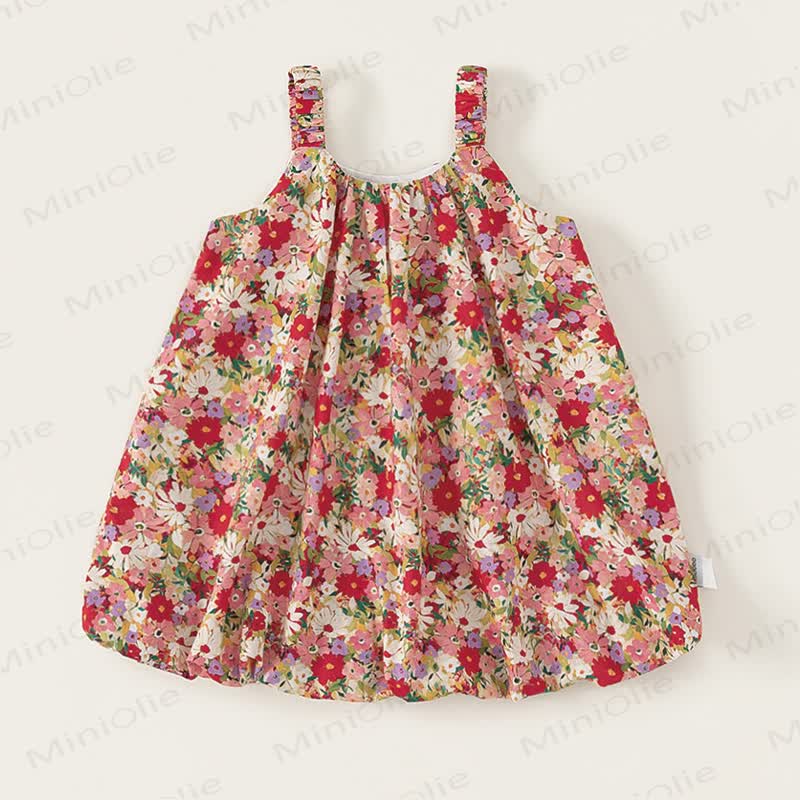 Toddler Cute Red Flower Suspenders Dress - Red - 8-9T - image 1