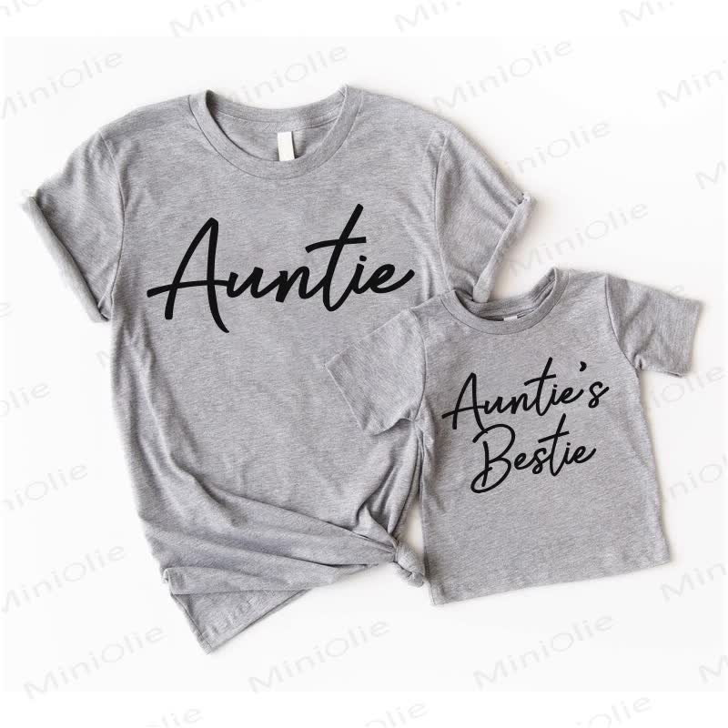 AUNTIE/ AUNTIE'S BESTIE Letters Grey Family T-Shirt - Grey - XXL - image 1