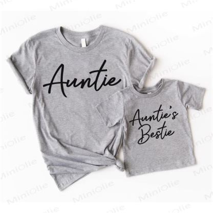 AUNTIE/ AUNTIE'S BESTIE Letters Grey Family T-Shirt - Grey - XXL - image 1