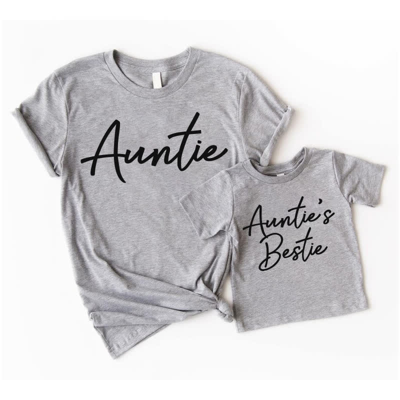 AUNTIE/ AUNTIE'S BESTIE Letters Grey Family T-Shirt - Grey - XXL - image 1