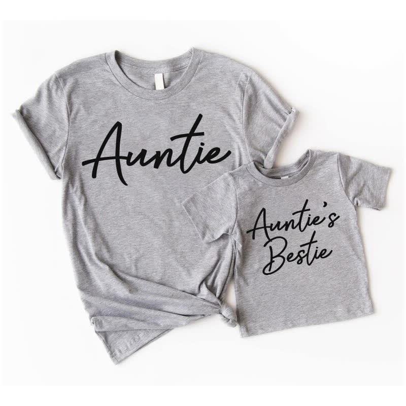 AUNTIE/ AUNTIE'S BESTIE Letters Grey Family T-Shirt - Grey - XXL - image 1