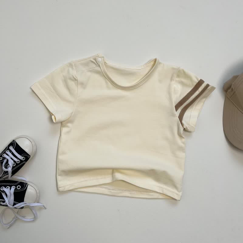 Baby White Stripes Sleeve T-Shirt - Beige - 2-3T - image 8