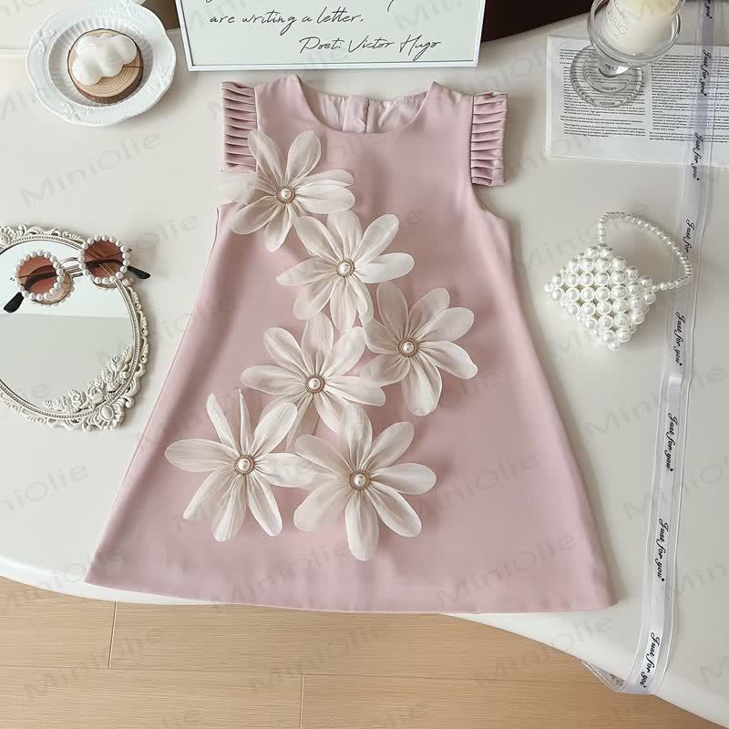 Toddler 3D Flower Sleeveless Graceful Dress - Pink - 10Y - image 9