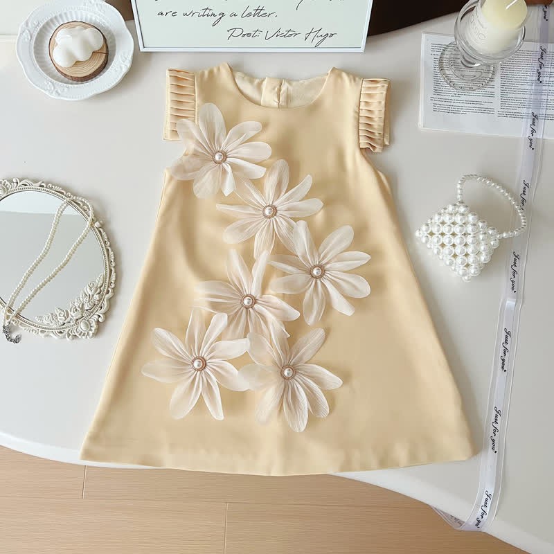 Toddler 3D Flower Sleeveless Graceful Dress - Yellow - 10Y - image 16