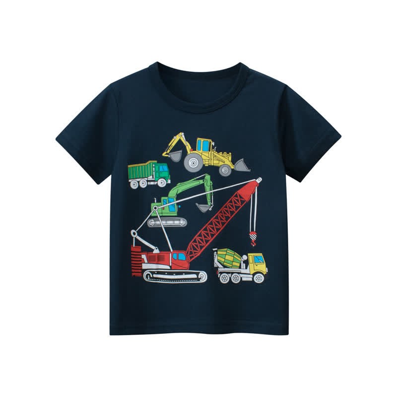 Kid Boy Construction vehicles White T-Shirt - Dark Blue - 10Y - image 2