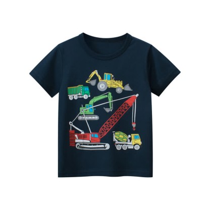 Kid Boy Construction vehicles White T-Shirt - Dark Blue - 10Y - image 2