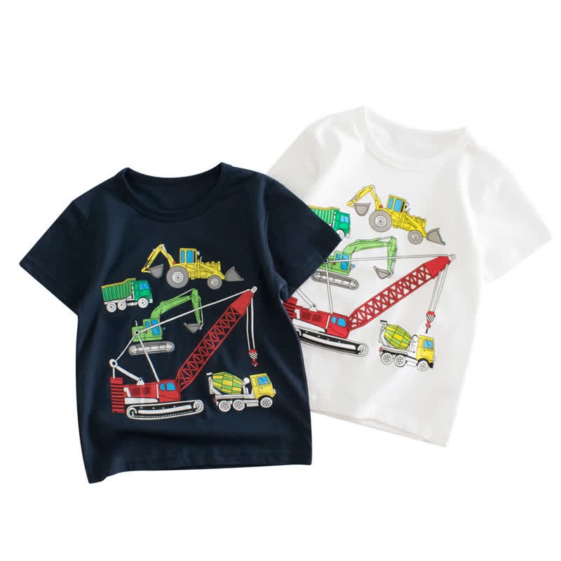 Kid Boy Construction vehicles White T-Shirt - image 1