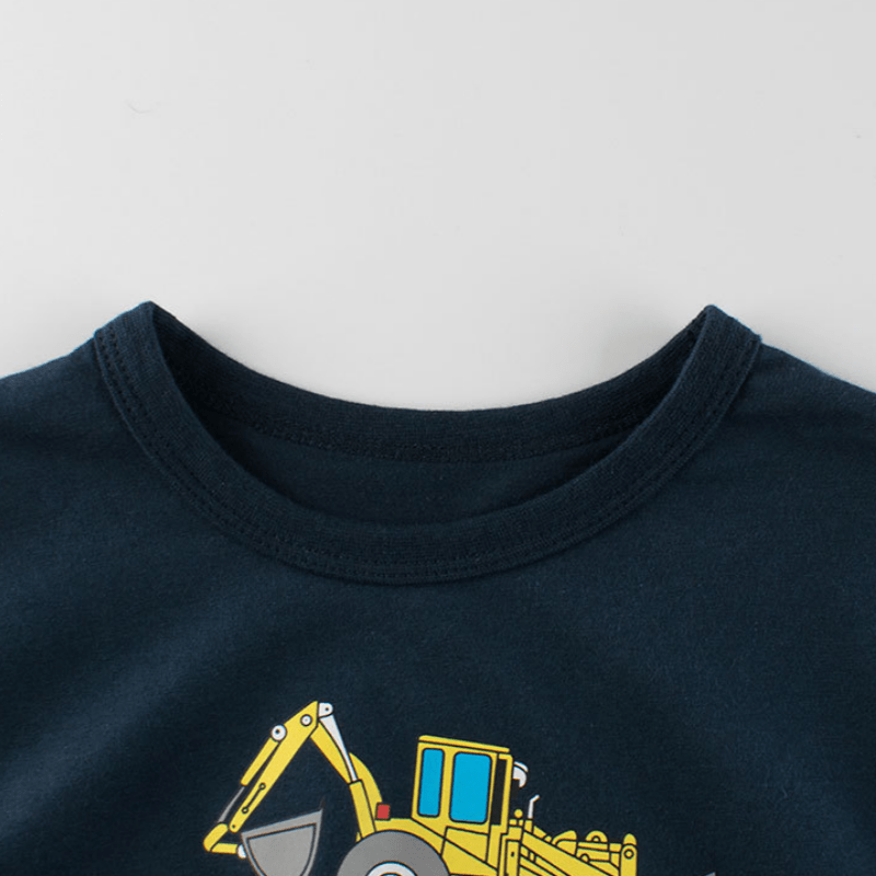 Kid Boy Construction vehicles White T-Shirt - image 3