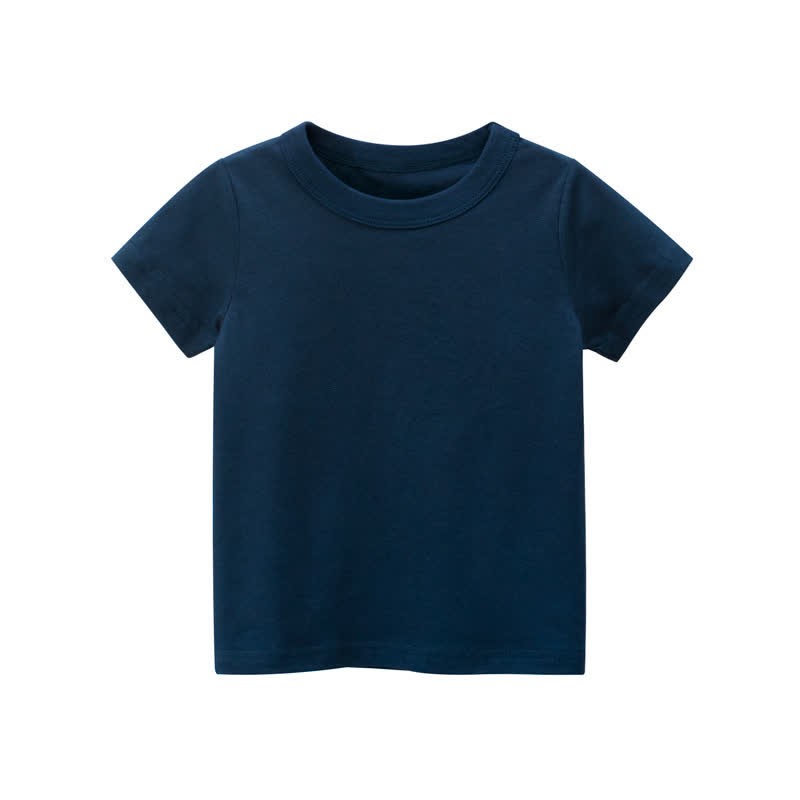 Kid Solid Color Simple T-Shirt - Dark Blue - 10Y - image 2