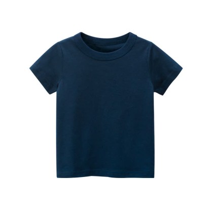 Kid Solid Color Simple T-Shirt - Dark Blue - 10Y - image 2