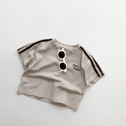 THE MOON Toddler Striped Sleeves T-Shirt - Khaki - 8Y - image 11