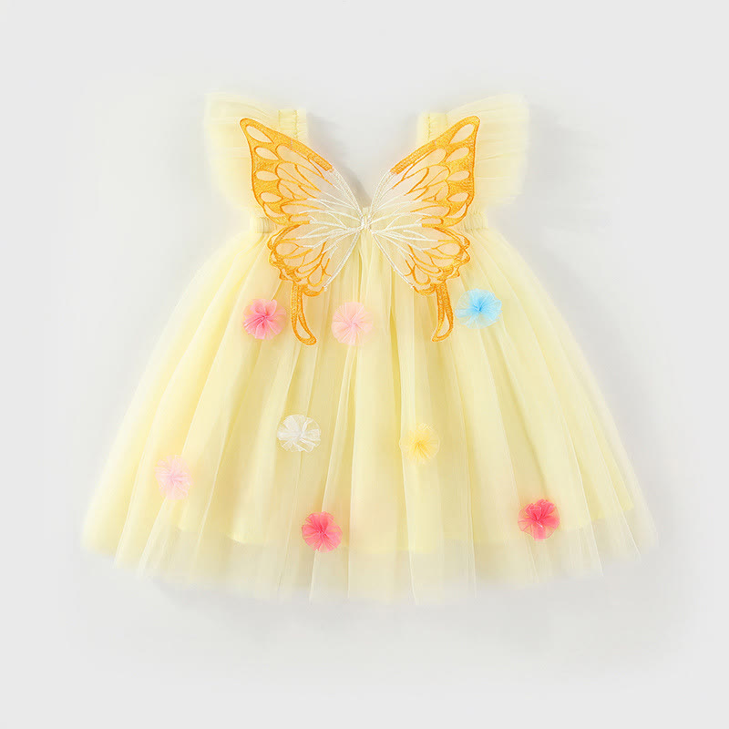 Toddler Butterfly Wings Tulle Dress - Yellow - 5-7T - image 1