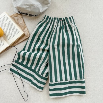 Toddler Girl Striped Simple Loose Pants - Green - 8Y - image 7