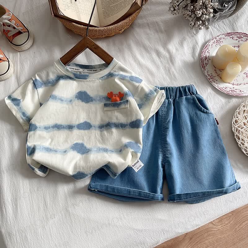 Toddler 2-Piece Blue Denim Crab Set - Blue - 5-7T - image 1