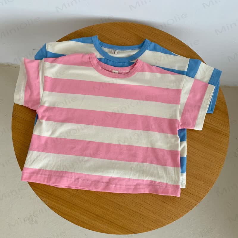 Kid Simple Striped Summer T-Shirt - Pink - 12Y - image 1