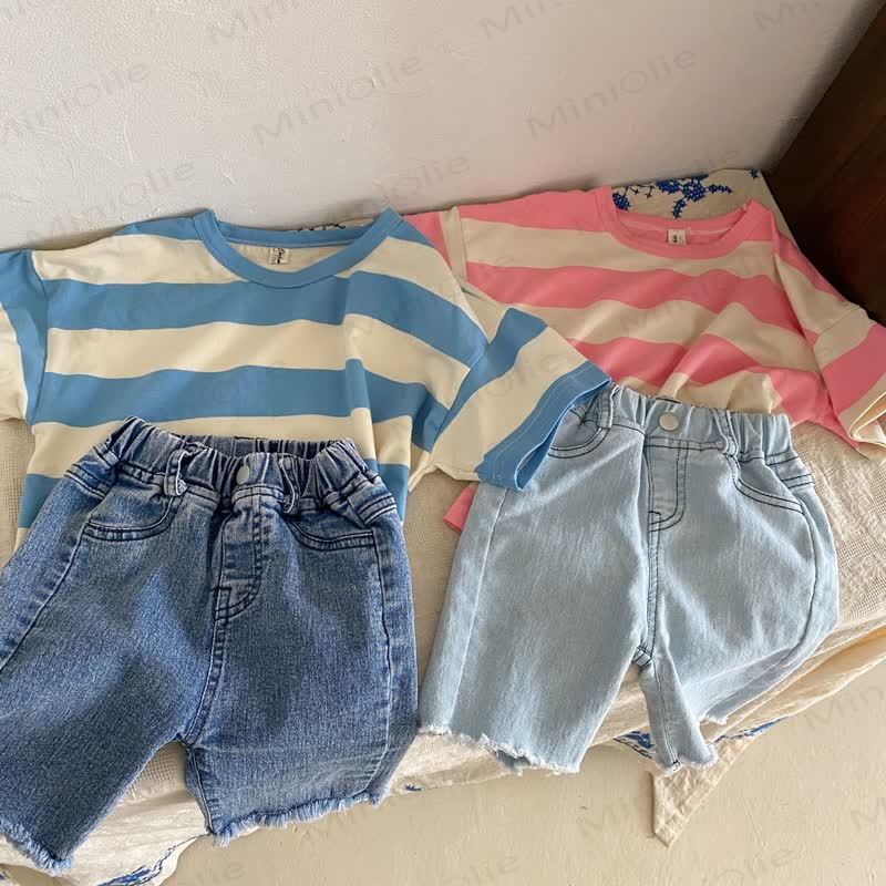 Kid Simple Striped Summer T-Shirt - Blue - 12Y - image 7