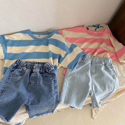 Kid Simple Striped Summer T-Shirt - Blue - 12Y - image 7