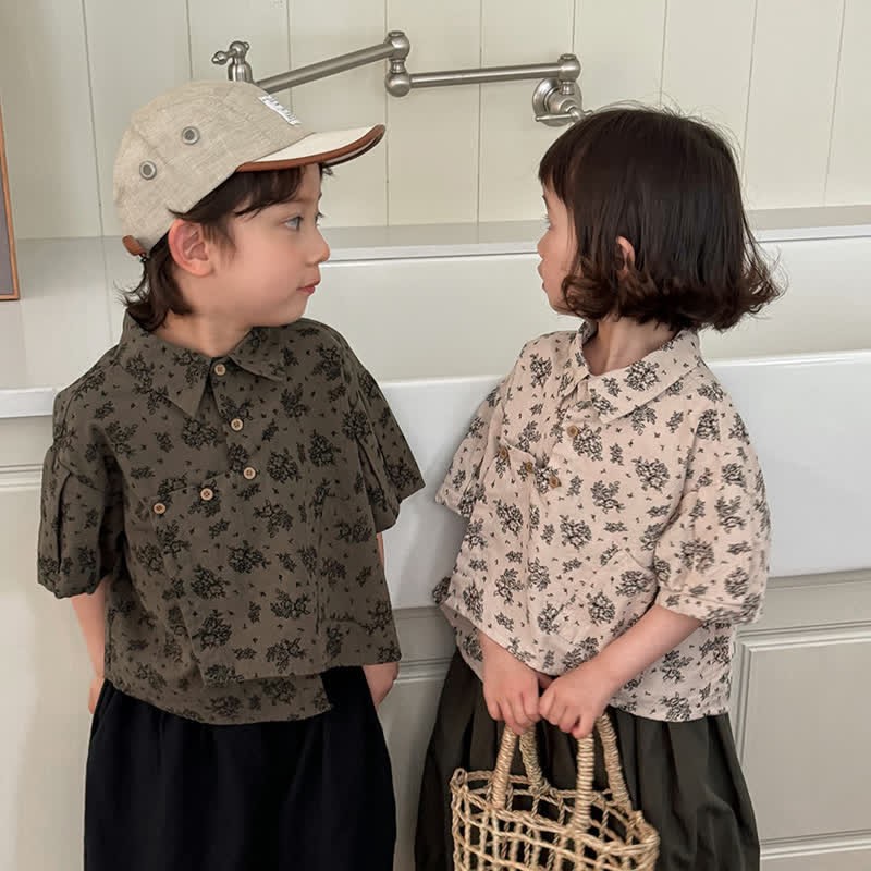 Toddler Floral Vintage Shirt - Green - 10Y - image 1