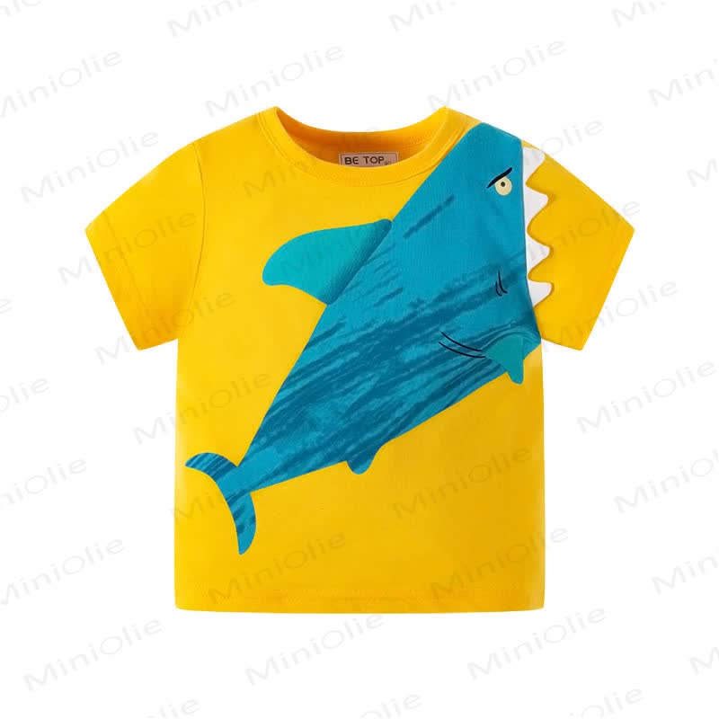 Kid Boy Cartoon Shark Printed T-Shirt - Yellow - 10Y - image 2